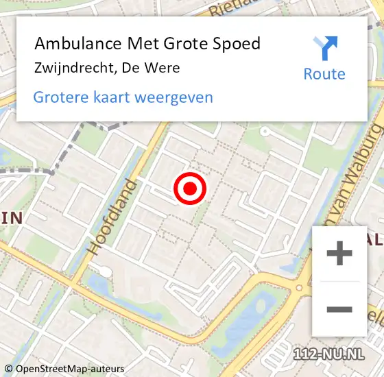 Locatie op kaart van de 112 melding: Ambulance Met Grote Spoed Naar Zwijndrecht, De Were op 23 september 2023 04:25