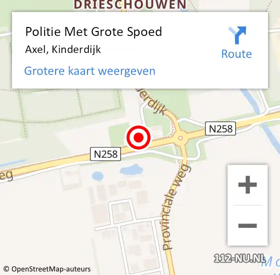 Locatie op kaart van de 112 melding: Politie Met Grote Spoed Naar Axel, Kinderdijk op 23 september 2023 05:08