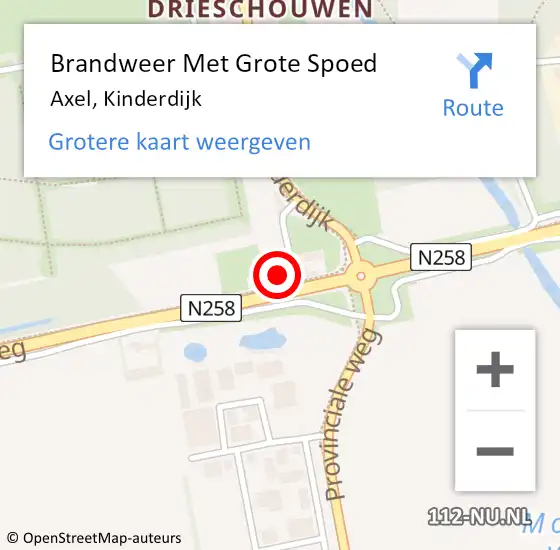 Locatie op kaart van de 112 melding: Brandweer Met Grote Spoed Naar Axel, Kinderdijk op 23 september 2023 05:09