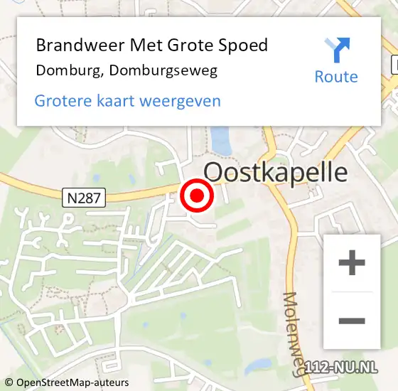 Locatie op kaart van de 112 melding: Brandweer Met Grote Spoed Naar Domburg, Domburgseweg op 23 september 2023 05:59