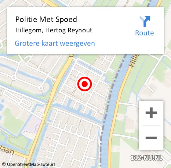 Locatie op kaart van de 112 melding: Politie Met Spoed Naar Hillegom, Hertog Reynout op 23 september 2023 07:58