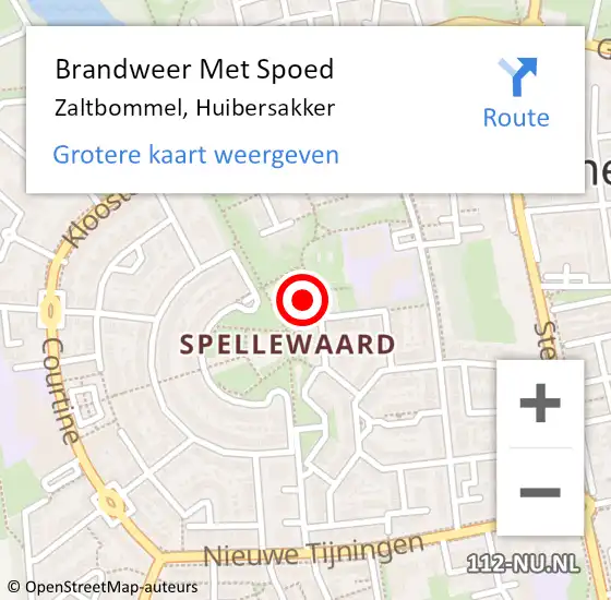 Locatie op kaart van de 112 melding: Brandweer Met Spoed Naar Zaltbommel, Huibersakker op 23 september 2023 08:31