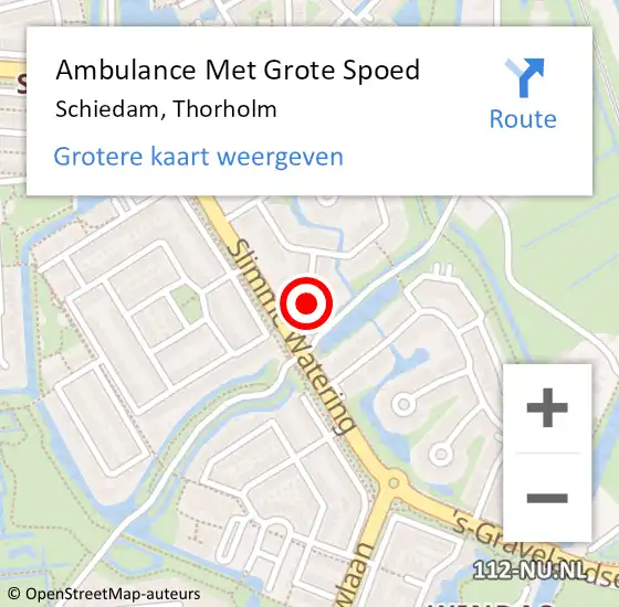 Locatie op kaart van de 112 melding: Ambulance Met Grote Spoed Naar Schiedam, Thorholm op 23 september 2023 08:36