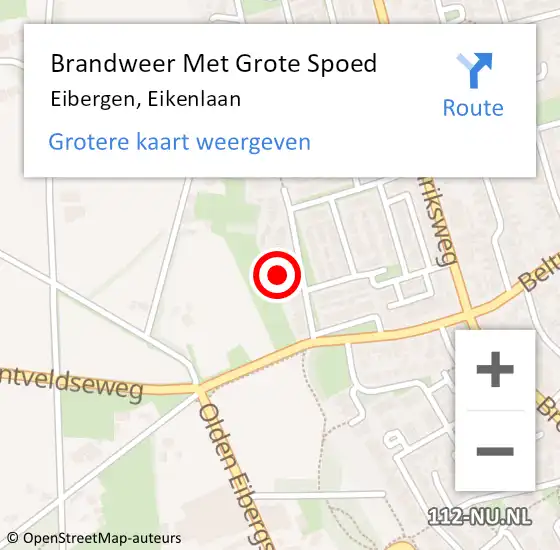 Locatie op kaart van de 112 melding: Brandweer Met Grote Spoed Naar Eibergen, Eikenlaan op 23 september 2023 08:58