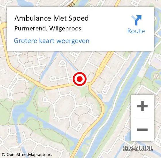 Locatie op kaart van de 112 melding: Ambulance Met Spoed Naar Purmerend, Wilgenroos op 23 september 2023 09:02