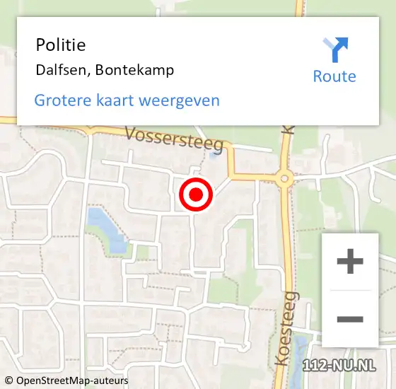 Locatie op kaart van de 112 melding: Politie Dalfsen, Bontekamp op 23 september 2023 09:11