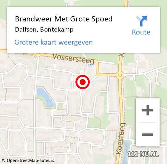 Locatie op kaart van de 112 melding: Brandweer Met Grote Spoed Naar Dalfsen, Bontekamp op 23 september 2023 09:13