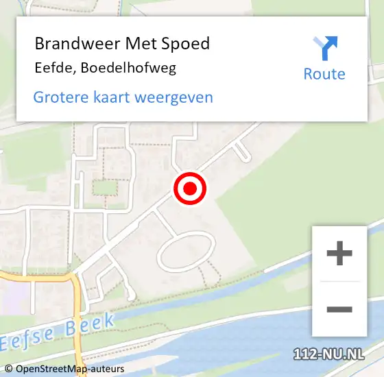 Locatie op kaart van de 112 melding: Brandweer Met Spoed Naar Eefde, Boedelhofweg op 23 september 2023 09:32