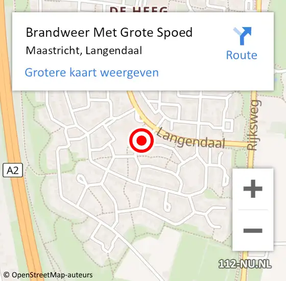 Locatie op kaart van de 112 melding: Brandweer Met Grote Spoed Naar Maastricht, Langendaal op 23 september 2023 09:36