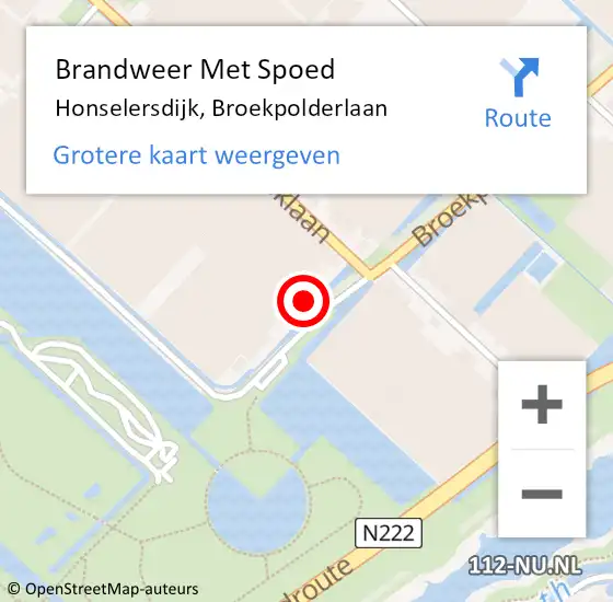 Locatie op kaart van de 112 melding: Brandweer Met Spoed Naar Honselersdijk, Broekpolderlaan op 23 september 2023 09:42