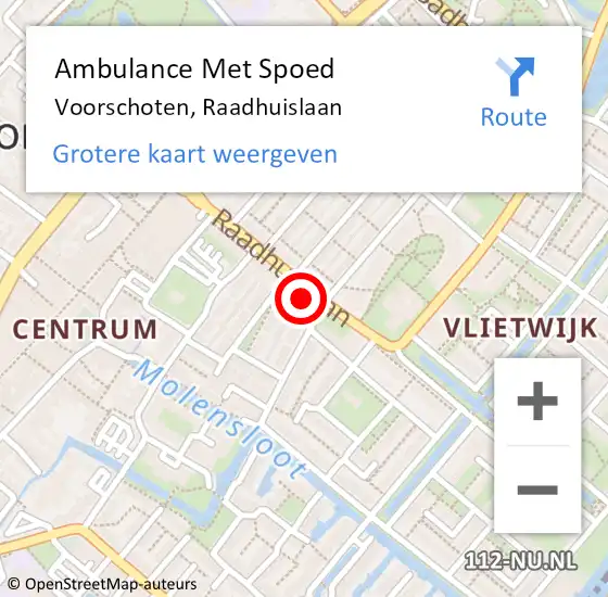 Locatie op kaart van de 112 melding: Ambulance Met Spoed Naar Voorschoten, Raadhuislaan op 23 september 2023 09:53