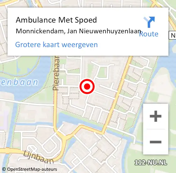 Locatie op kaart van de 112 melding: Ambulance Met Spoed Naar Monnickendam, Jan Nieuwenhuyzenlaan op 23 september 2023 09:56
