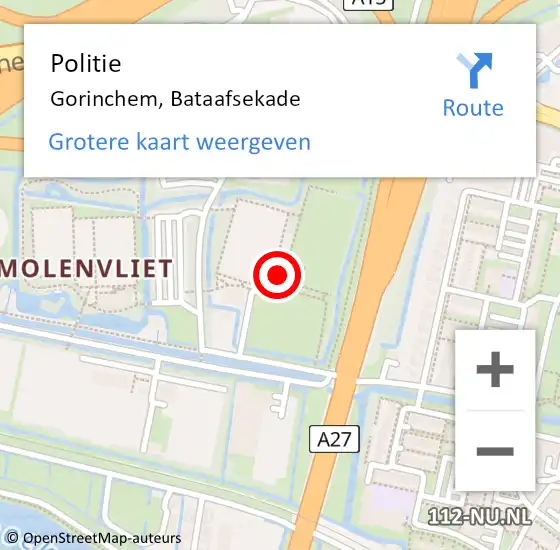 Locatie op kaart van de 112 melding: Politie Gorinchem, Bataafsekade op 23 september 2023 10:12