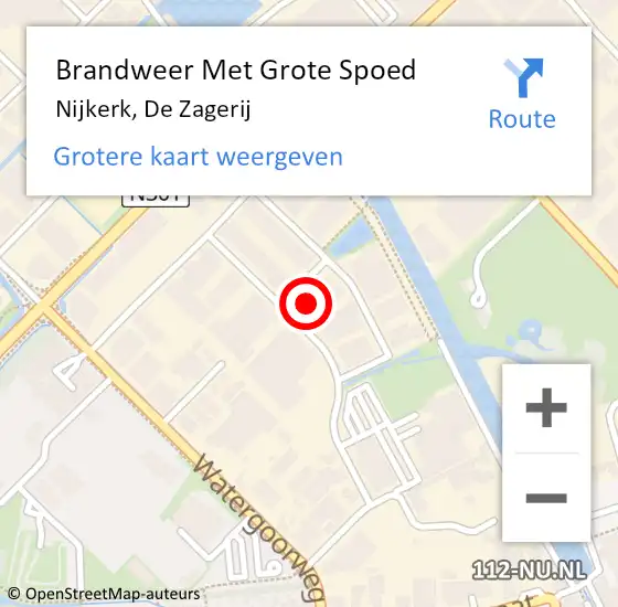 Locatie op kaart van de 112 melding: Brandweer Met Grote Spoed Naar Nijkerk, De Zagerij op 23 september 2023 10:18