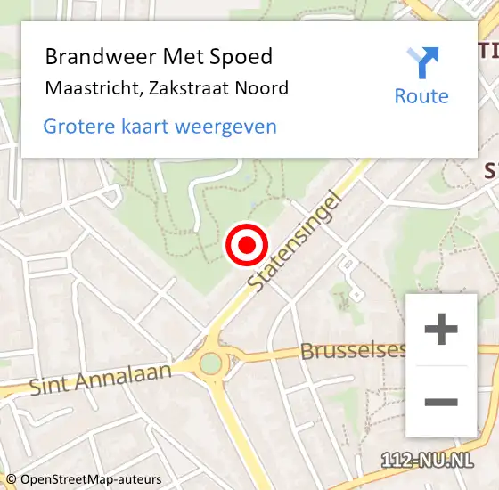 Locatie op kaart van de 112 melding: Brandweer Met Spoed Naar Maastricht, Zakstraat Noord op 23 september 2023 11:36