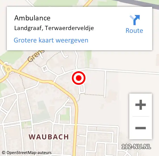 Locatie op kaart van de 112 melding: Ambulance Landgraaf, Terwaerderveldje op 9 september 2014 08:42