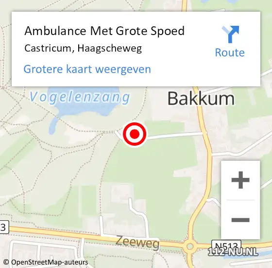 Locatie op kaart van de 112 melding: Ambulance Met Grote Spoed Naar Castricum, Haagscheweg op 23 september 2023 11:51