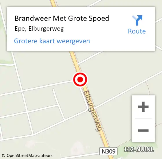 Locatie op kaart van de 112 melding: Brandweer Met Grote Spoed Naar Epe, Elburgerweg op 9 september 2014 08:43