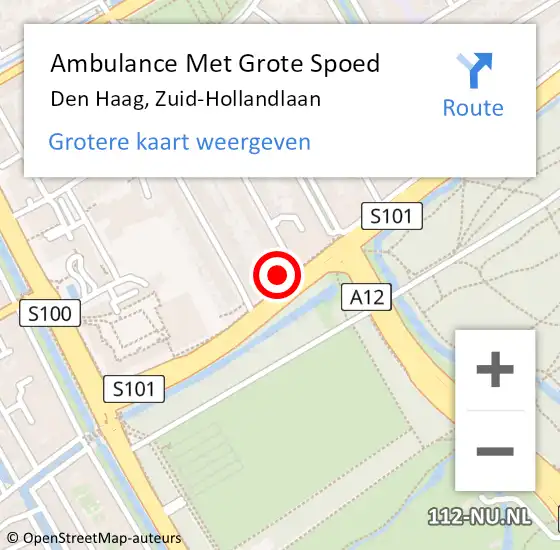 Locatie op kaart van de 112 melding: Ambulance Met Grote Spoed Naar Den Haag, Zuid-Hollandlaan op 23 september 2023 12:06