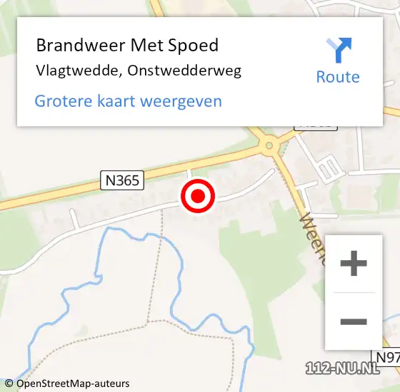 Locatie op kaart van de 112 melding: Brandweer Met Spoed Naar Vlagtwedde, Onstwedderweg op 23 september 2023 12:09