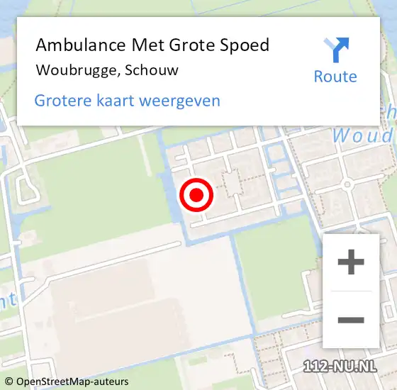 Locatie op kaart van de 112 melding: Ambulance Met Grote Spoed Naar Woubrugge, Schouw op 23 september 2023 12:21