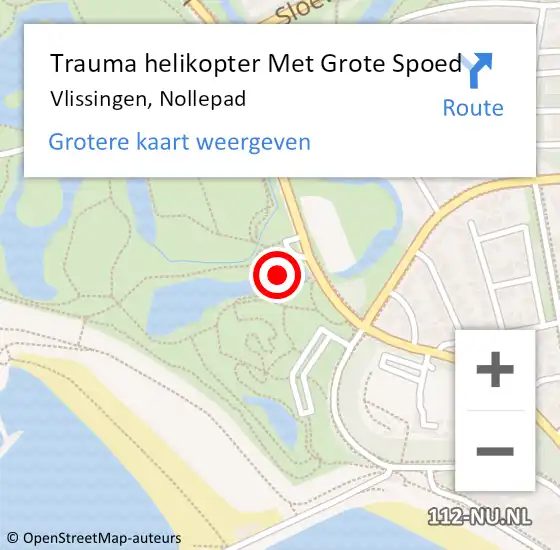 Locatie op kaart van de 112 melding: Trauma helikopter Met Grote Spoed Naar Vlissingen, Nollepad op 23 september 2023 12:28