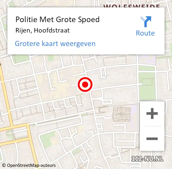 Locatie op kaart van de 112 melding: Politie Met Grote Spoed Naar Rijen, Hoofdstraat op 23 september 2023 12:30