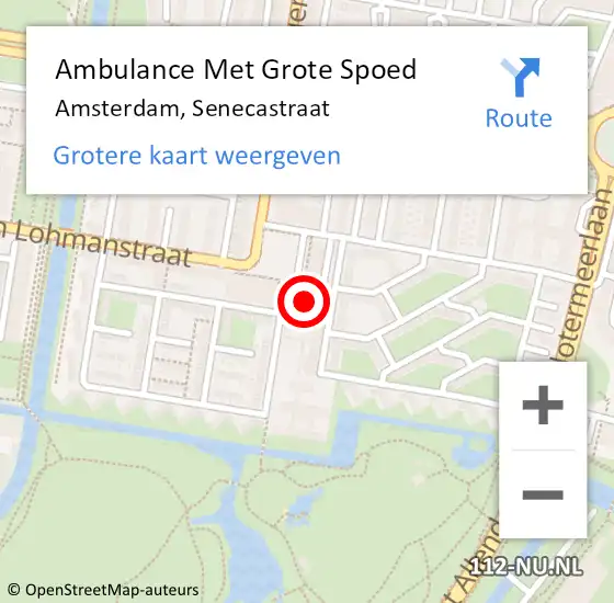 Locatie op kaart van de 112 melding: Ambulance Met Grote Spoed Naar Amsterdam, Senecastraat op 23 september 2023 12:44