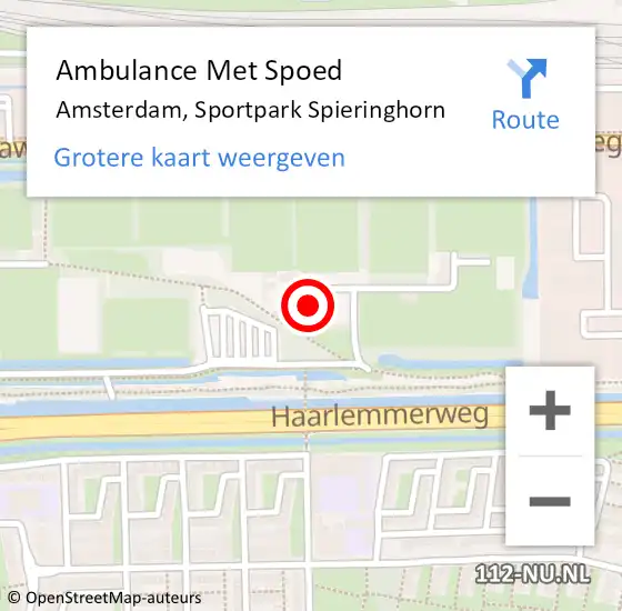 Locatie op kaart van de 112 melding: Ambulance Met Spoed Naar Amsterdam, Sportpark Spieringhorn op 23 september 2023 12:58