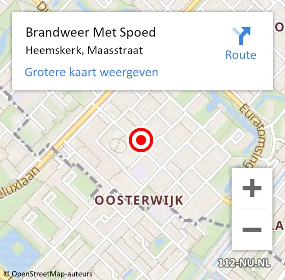 Locatie op kaart van de 112 melding: Brandweer Met Spoed Naar Heemskerk, Maasstraat op 23 september 2023 13:01