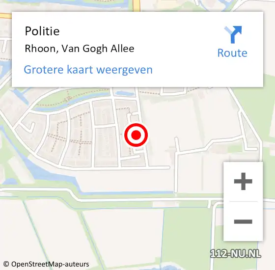 Locatie op kaart van de 112 melding: Politie Rhoon, Van Gogh Allee op 23 september 2023 13:16