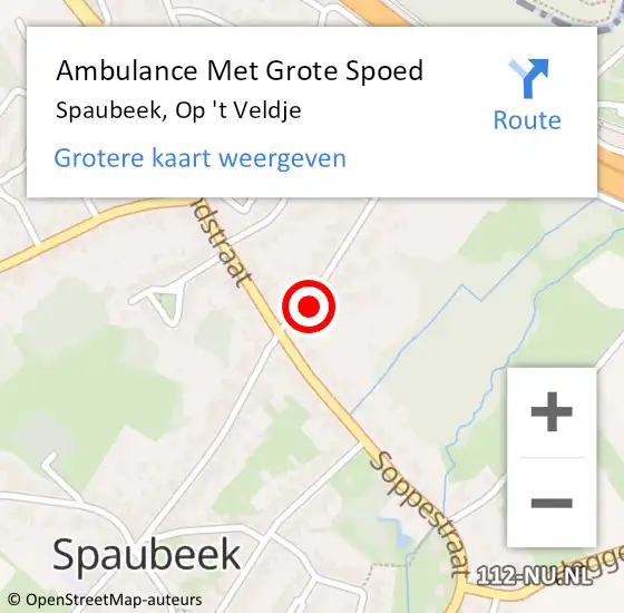 Locatie op kaart van de 112 melding: Ambulance Met Grote Spoed Naar Spaubeek, Op 't Veldje op 9 september 2014 08:51