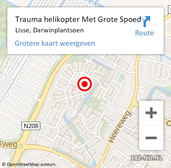 Locatie op kaart van de 112 melding: Trauma helikopter Met Grote Spoed Naar Lisse, Darwinplantsoen op 23 september 2023 13:27