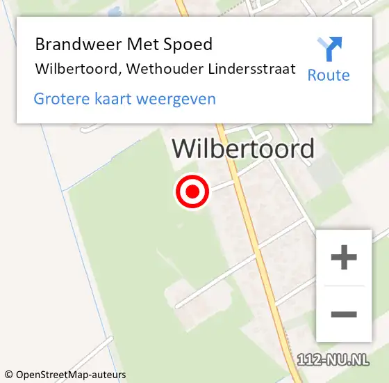 Locatie op kaart van de 112 melding: Brandweer Met Spoed Naar Wilbertoord, Wethouder Lindersstraat op 23 september 2023 13:28