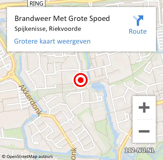 Locatie op kaart van de 112 melding: Brandweer Met Grote Spoed Naar Spijkenisse, Riekvoorde op 23 september 2023 14:58