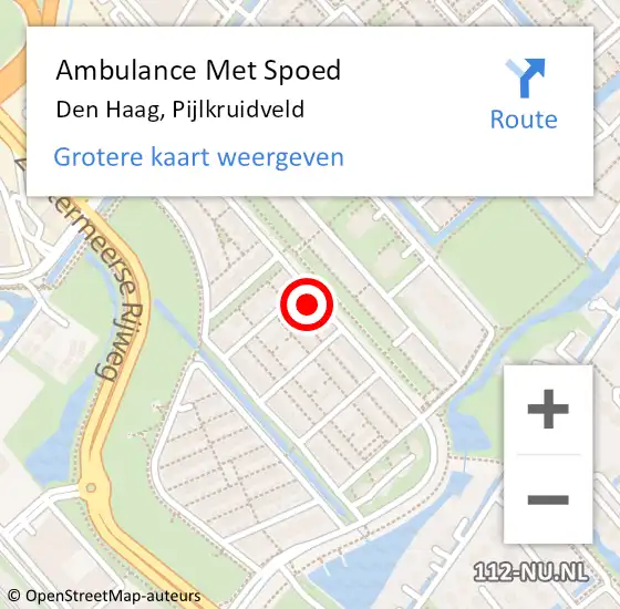 Locatie op kaart van de 112 melding: Ambulance Met Spoed Naar Den Haag, Pijlkruidveld op 23 september 2023 15:03