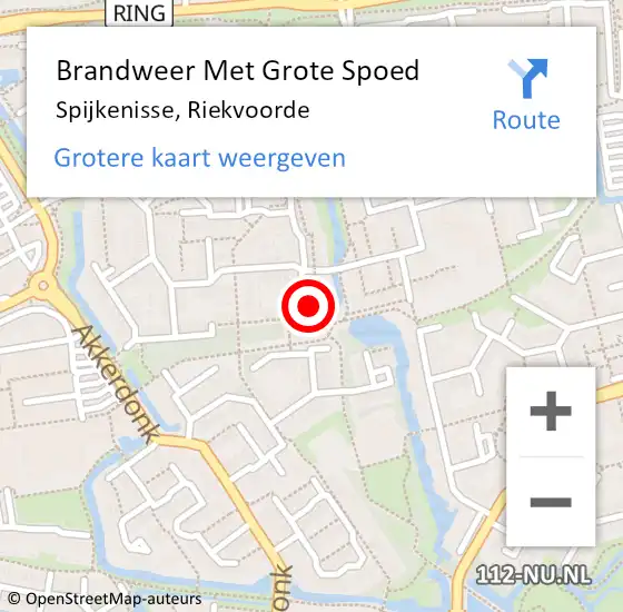 Locatie op kaart van de 112 melding: Brandweer Met Grote Spoed Naar Spijkenisse, Riekvoorde op 23 september 2023 15:05