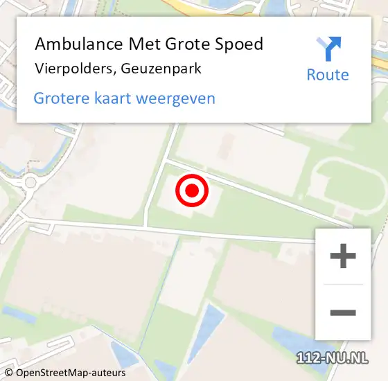 Locatie op kaart van de 112 melding: Ambulance Met Grote Spoed Naar Vierpolders, Geuzenpark op 23 september 2023 15:10