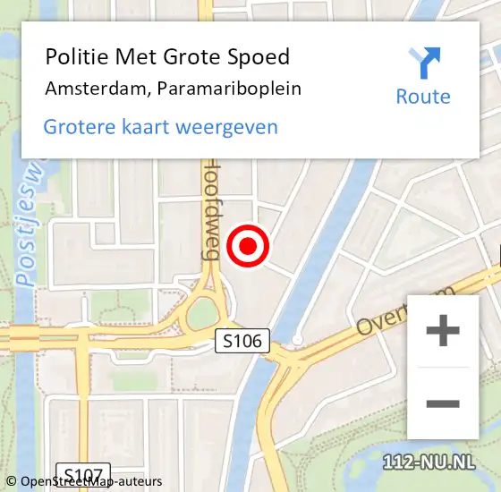 Locatie op kaart van de 112 melding: Politie Met Grote Spoed Naar Amsterdam, Paramariboplein op 23 september 2023 15:27