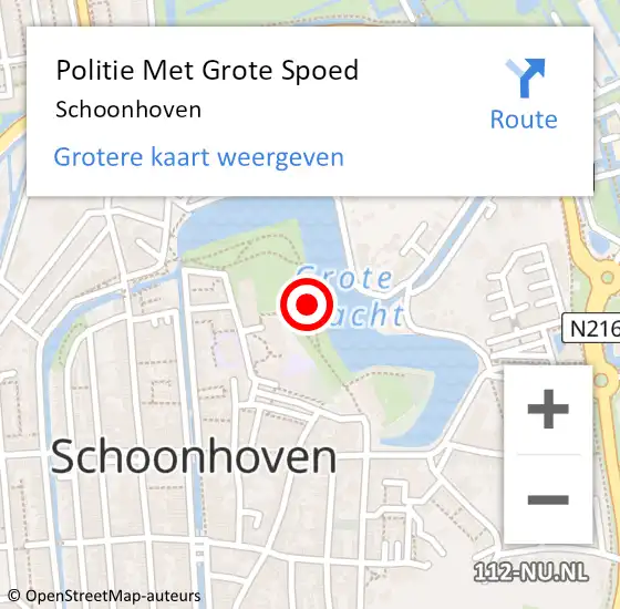 Locatie op kaart van de 112 melding: Politie Met Grote Spoed Naar Schoonhoven op 23 september 2023 15:28