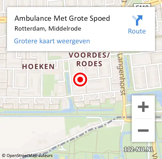 Locatie op kaart van de 112 melding: Ambulance Met Grote Spoed Naar Rotterdam, Middelrode op 23 september 2023 15:29