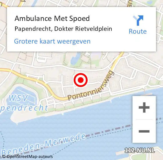 Locatie op kaart van de 112 melding: Ambulance Met Spoed Naar Papendrecht, Dokter Rietveldplein op 23 september 2023 15:36