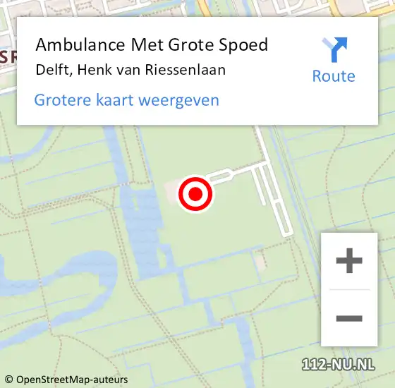 Locatie op kaart van de 112 melding: Ambulance Met Grote Spoed Naar Delft, Henk van Riessenlaan op 23 september 2023 15:49