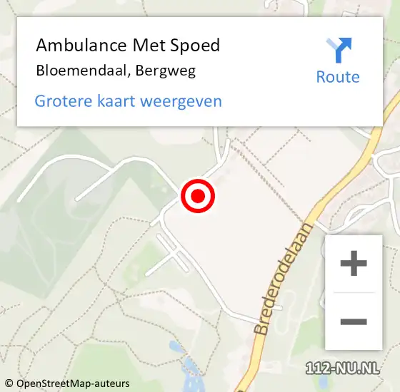 Locatie op kaart van de 112 melding: Ambulance Met Spoed Naar Bloemendaal, Bergweg op 23 september 2023 15:51