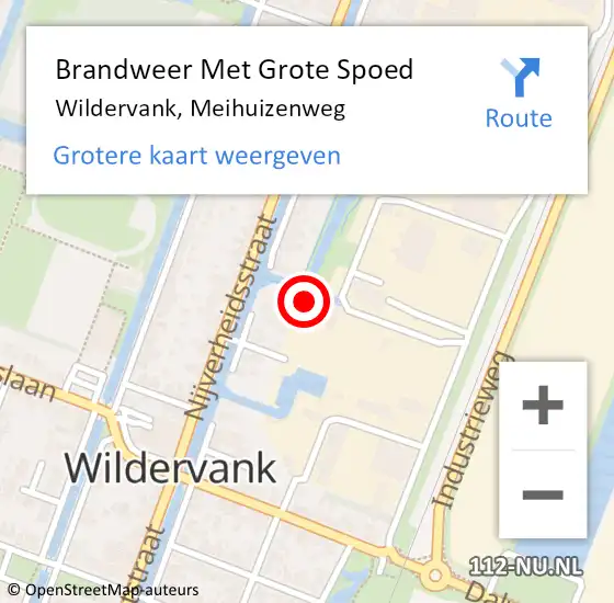 Locatie op kaart van de 112 melding: Brandweer Met Grote Spoed Naar Wildervank, Meihuizenweg op 23 september 2023 15:53