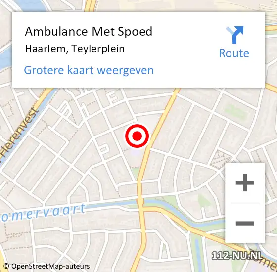 Locatie op kaart van de 112 melding: Ambulance Met Spoed Naar Haarlem, Teylerplein op 23 september 2023 15:59