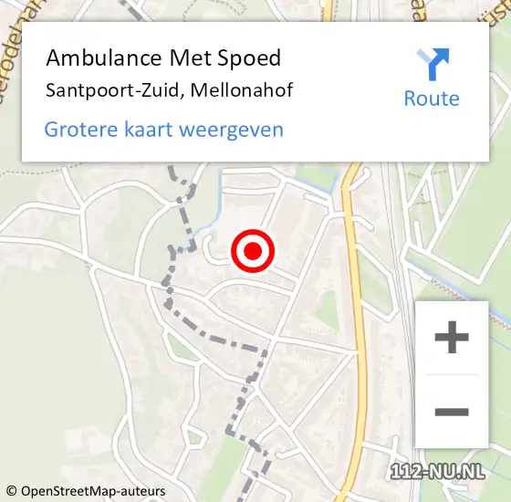Locatie op kaart van de 112 melding: Ambulance Met Spoed Naar Santpoort-Zuid, Mellonahof op 23 september 2023 16:12