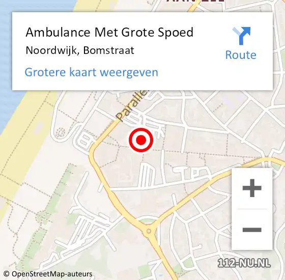 Locatie op kaart van de 112 melding: Ambulance Met Grote Spoed Naar Noordwijk, Bomstraat op 23 september 2023 16:23