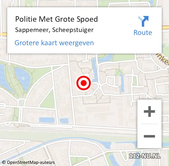 Locatie op kaart van de 112 melding: Politie Met Grote Spoed Naar Sappemeer, Scheepstuiger op 23 september 2023 16:26