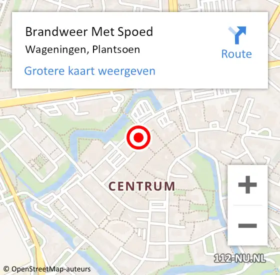 Locatie op kaart van de 112 melding: Brandweer Met Spoed Naar Wageningen, Plantsoen op 23 september 2023 16:43